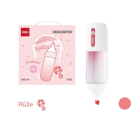 Zvýrazňovač parfémovaný růže DELI EU188-PK pastel růžový Zvýrazňovač parfémovaný růže DELI EU188-PK pastel růžový