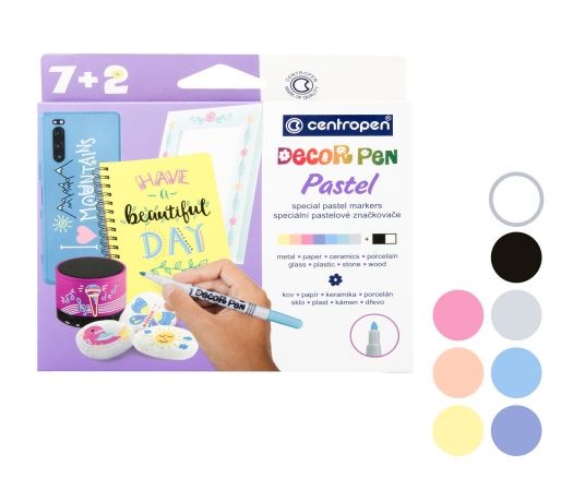 Popisovač CENTROPEN 2738/7+2 sada DECORPEN PASTEL
