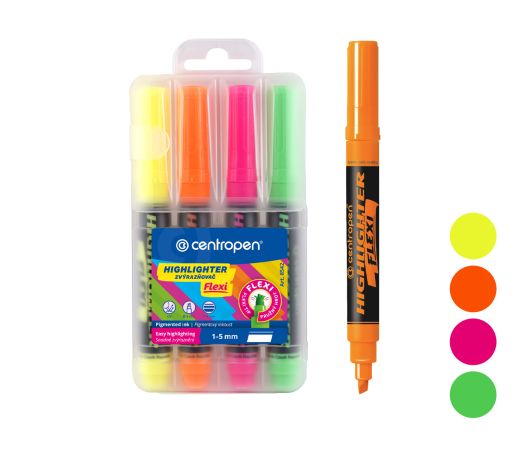 Zvýrazňovač CENTROPEN 8542/4 sada FLEXI Zvýrazňovač CENTROPEN 8542/4 sada FLEXI
