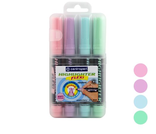 Zvýrazňovač CENTROPEN 8542/4 sada FLEXI pastel Zvýrazňovač CENTROPEN 8542/4 sada FLEXI pastel