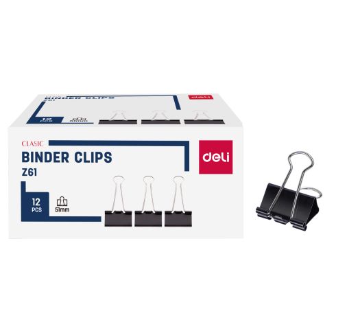 Binder clip 51mm, 12ks DELI EZ61 Binder clip 51mm, 12ks DELI EZ61
