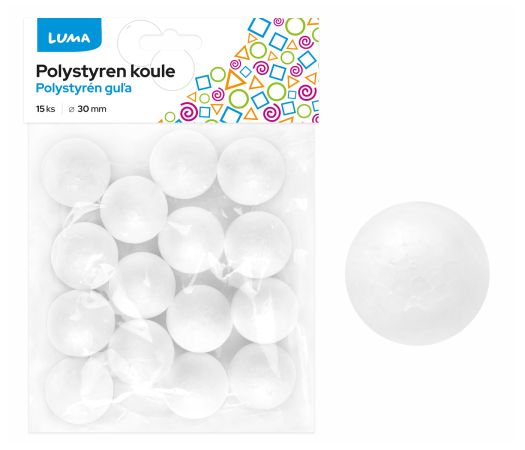 Polystyren - Koule  30mm, 15ks LUMA