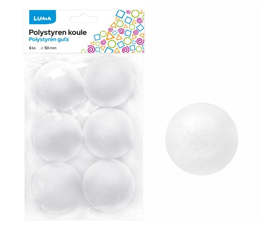 Polystyren - Koule 50mm, 6ks LUMA Polystyren - Koule 50mm, 6ks LUMA