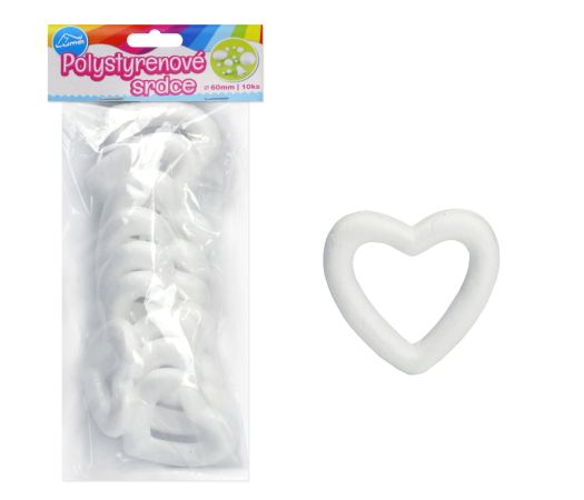 Polystyren - Srdce obrys 60mm, 10ks LUMA Polystyren - Srdce obrys 60mm, 10ks LUMA