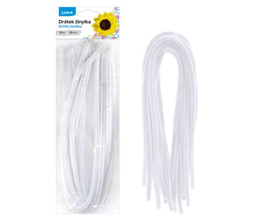 Drátek žinylka 500 x 8mm 10ks - bílý LUMA