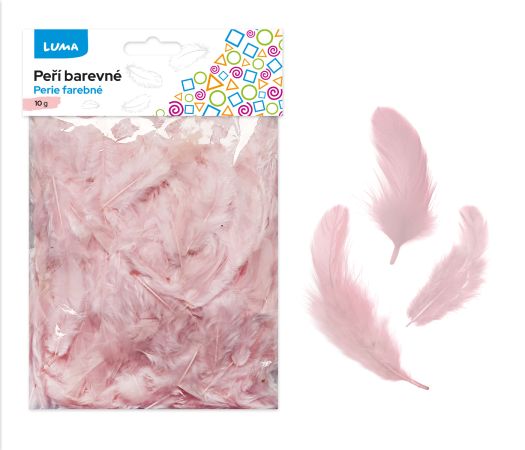 Peří barevné 10g růžové LUMA Peří barevné 10g růžové LUMA