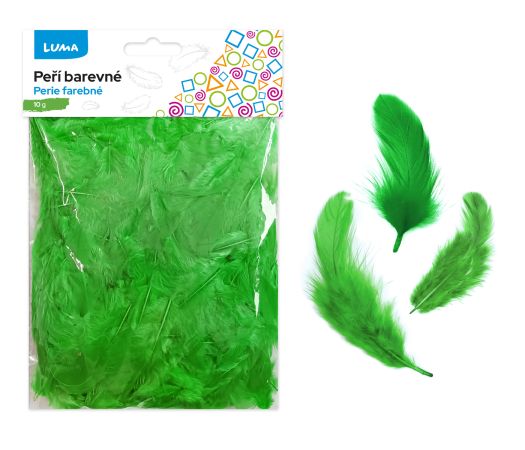 Peří barevné 10g zelené LUMA Peří barevné 10g zelené LUMA