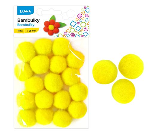 Bambulky žluté, 18ks 25mm LUMA