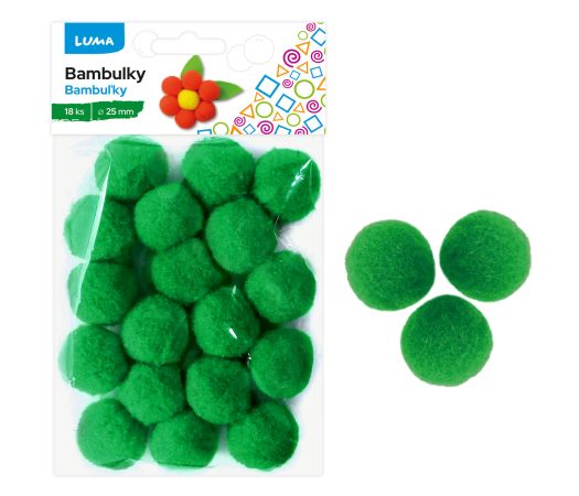 Bambulky zelené, 18ks 25mm LUMA Bambulky zelené, 18ks 25mm LUMA
