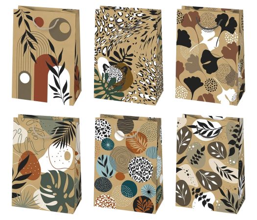 Taška dárková 23 x 32 x 11cm KRAFT LISTY mix