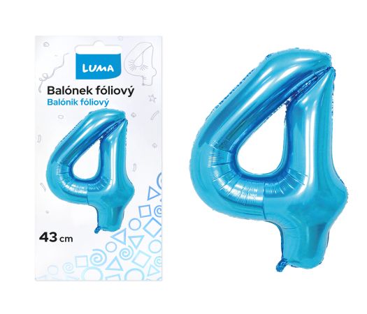 Balónek fóliový  č. 4  MODRÝ 43cm LUMA