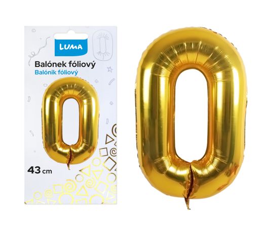 Balónek fóliový č. 0 ZLATÝ 43cm LUMA Balónek fóliový č. 0 ZLATÝ 43cm LUMA