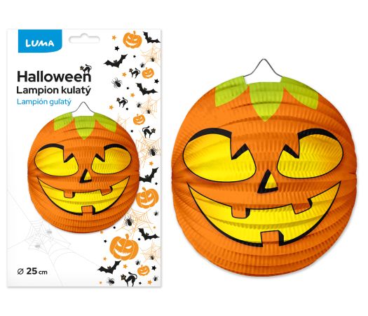 Lampion 25cm kulatý HALLOWEEN dýně (3) LUMA