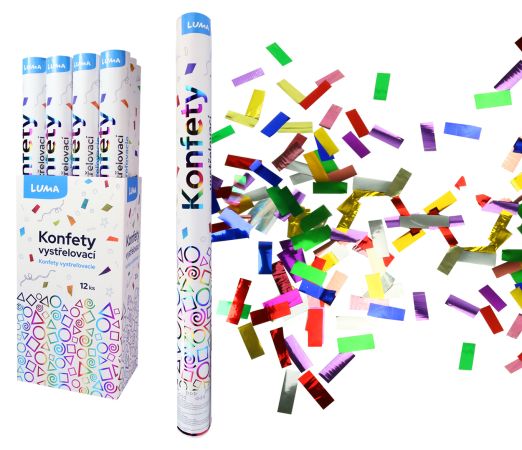 Konfety vystřelovací 60cm fóliové barevné LUMA Konfety vystřelovací 60cm fóliové barevné LUMA