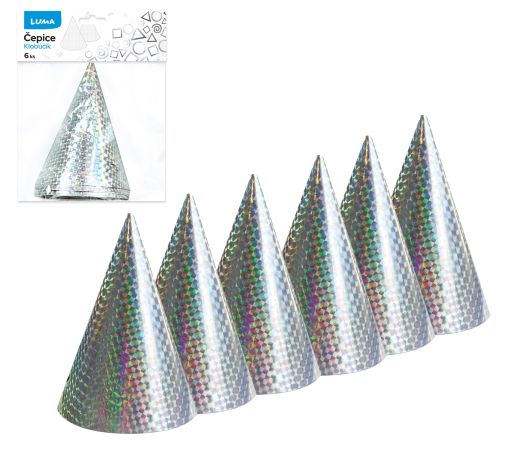 Čepice 15cm 6ks LASER stříbrná LUMA Čepice 15cm 6ks LASER stříbrná LUMA