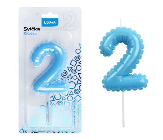 Svíčka č. 2 balónek MODRÁ LUMA Svíčka č. 2 balónek MODRÁ LUMA