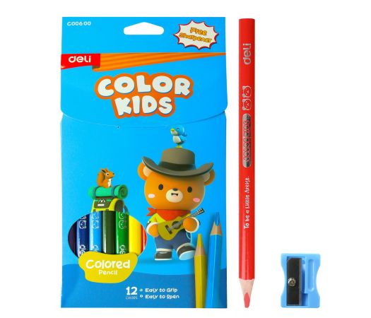 Pastelky DELI trojhranné JUMBO 12 barev Color Kids EC00600