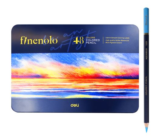Pastelky šestihranné 48 barev kovové pouzdro FINENOLO DELI EC122-48 Pastelky šestihranné 48 barev kovové pouzdro FINENOLO DELI EC122-48
