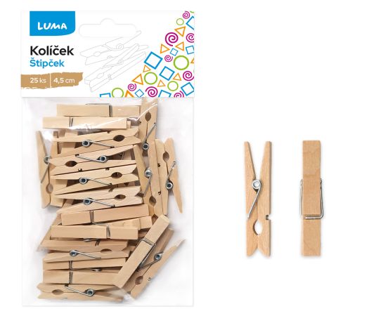 Kolíček 4,5cm natur, 25ks LUMA Kolíček 4,5cm natur, 25ks LUMA