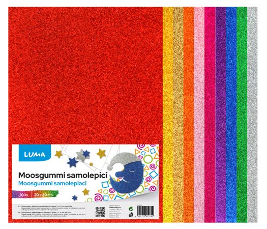 MOOSGUMMI samolepící A4 BIO GLITR mix LUMA, 10ks MOOSGUMMI samolepící A4 BIO GLITR mix LUMA, 10ks