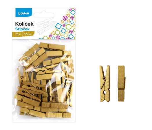 Kolíček 3,5cm zlatý, 25ks LUMA Kolíček 3,5cm zlatý, 25ks LUMA
