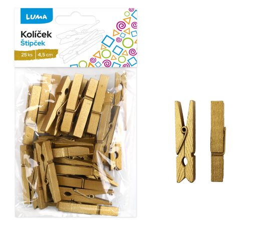 Kolíček 4,5cm zlatý, 25ks LUMA Kolíček 4,5cm zlatý, 25ks LUMA