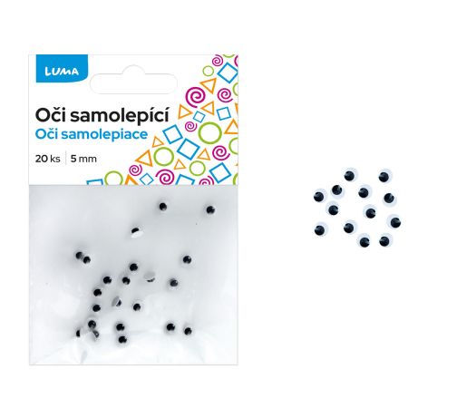 Oči kulaté 5mm, 20ks samolepící LUMA Oči kulaté 5mm, 20ks samolepící LUMA