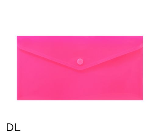 Obal spisový s klopou a drukem  DL neon LUMA, růžový