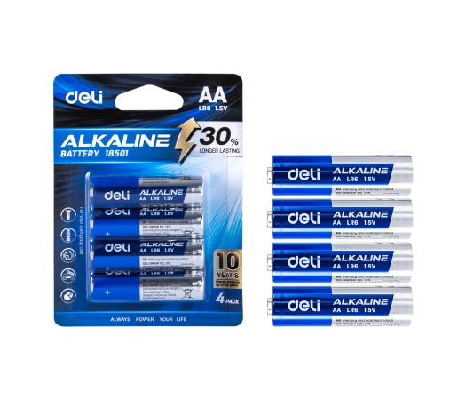 Baterie alkalická AA tužková LR6 4ks blistr DELI E18501 Baterie alkalická AA tužková LR6 4ks blistr DELI E18501