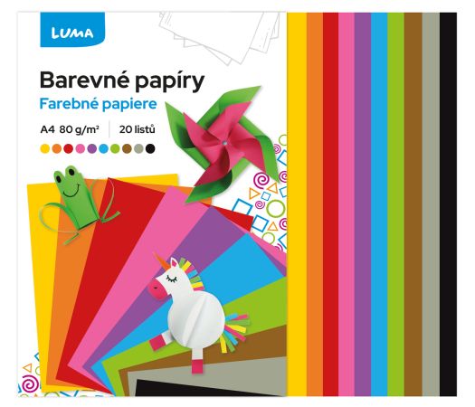 Papír barevný složka A4, 20l LUMA Papír barevný složka A4, 20l LUMA