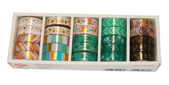 Narcis Washi tape Gold 15mm*5m /25/ ,balení 25 ks