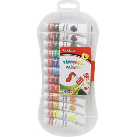 Temperové barvy OPTIMA 12 x 12 ml v plastové krabičce