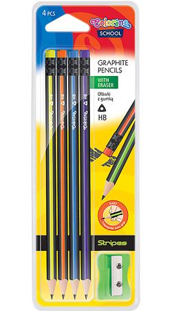 Colorino tužka s gumou Stripes 4ks blister