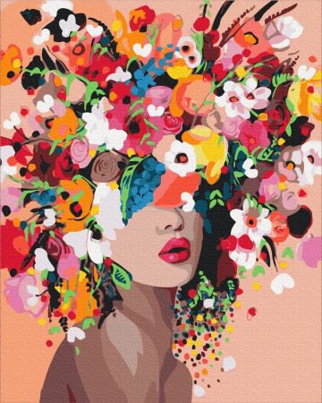 Plátno malířské - malování podle čísel Portrét v květinach