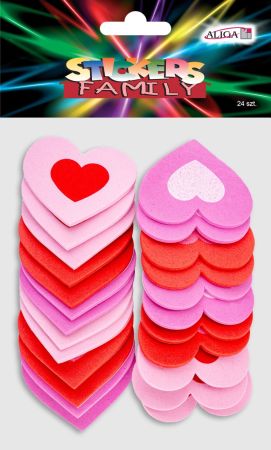 Samolepky srdíčka pěnové 24ks