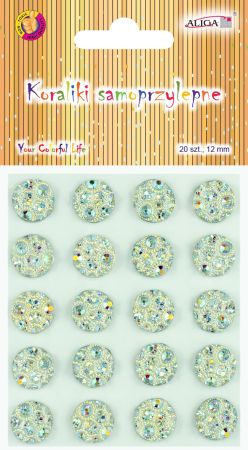 Kamínky samolepící12 mm s mini krystalky na blistru