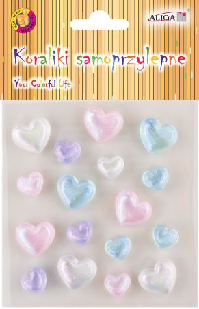 Kamínky samolepící - srdíčka pastelové na blistru