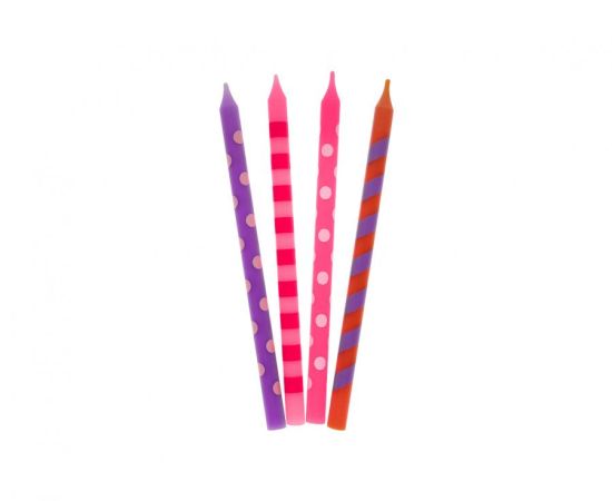 Dortové svíčky PUNTÍK 12cm 16ks růžový mix