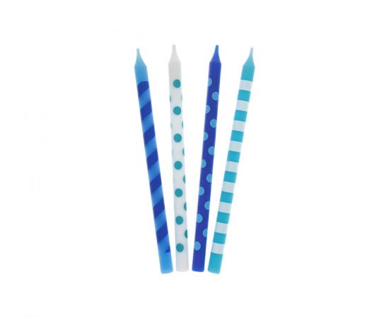 Dortové svíčky PUNTÍK 12cm 16ks modrý mix