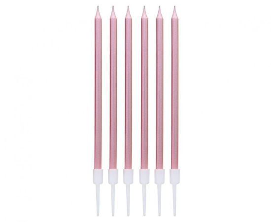 Dortové svíčky 13,5 cm 6 ks metalické rosegold