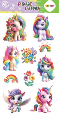 Tetování FLOWER UNICORNS 10x20cm