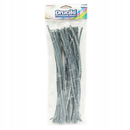 Drátek plyšový 30 cm 40 ks šedý