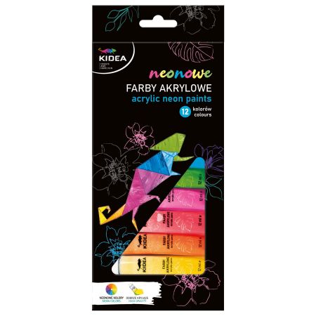 Akrylové barvy neonové 12 ks 12 ml KIDEA