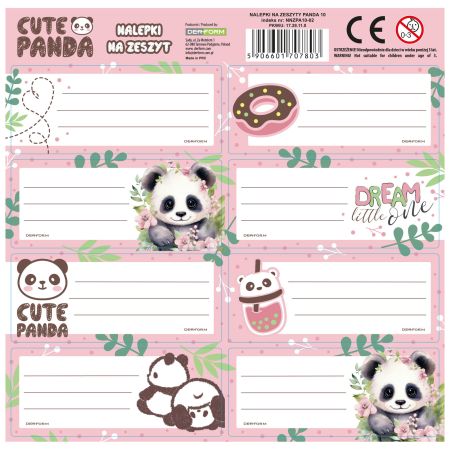 Samolepky na sešity Panda ,balení 25 ks