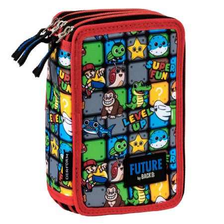Penál 3 zipy vybavený - pixel obrázky