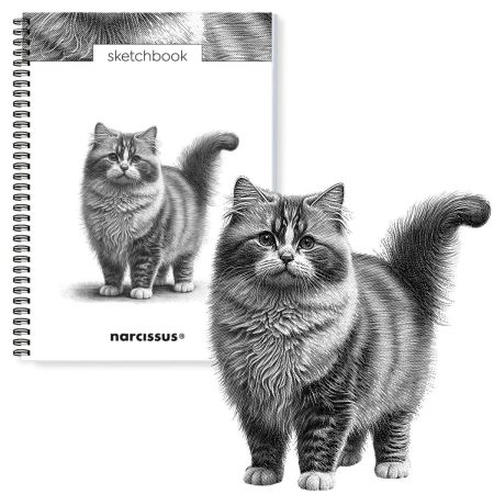 Skicovací notes A4 SP 60l čistý KOČKA Ragamuffin ,balení 4 ks