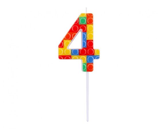 Dortová svíčka č. 4 Kostky barevné - pikery
