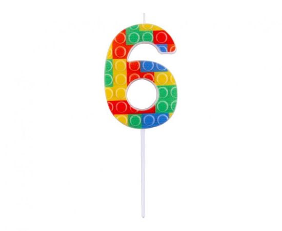 Dortová svíčka č. 6 Kostky barevné - pikery