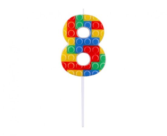 Dortová svíčka č. 8 Kostky barevné - pikery