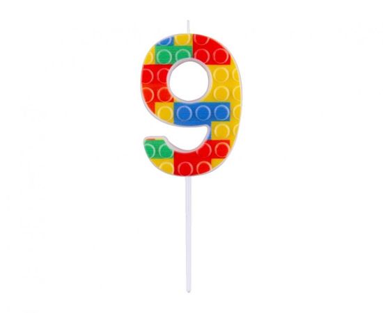 Dortová svíčka č. 9 Kostky barevné - pikery